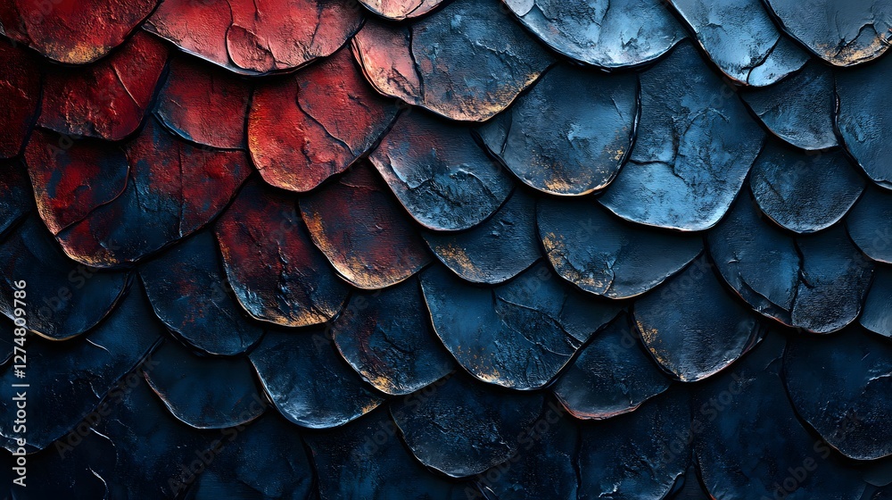 Poster Abstract Dark Blue and Red Scale Texture: A Deep Dive into Textural Art