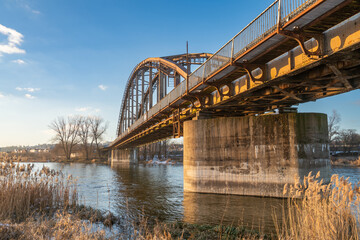 The old railway bridge over the Warta River in Gorzow Wielkopolski
