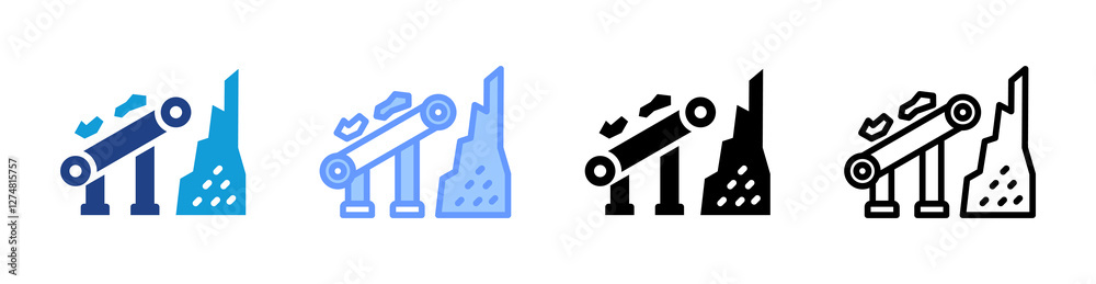 Poster conveyor belt icon set multiple style collection