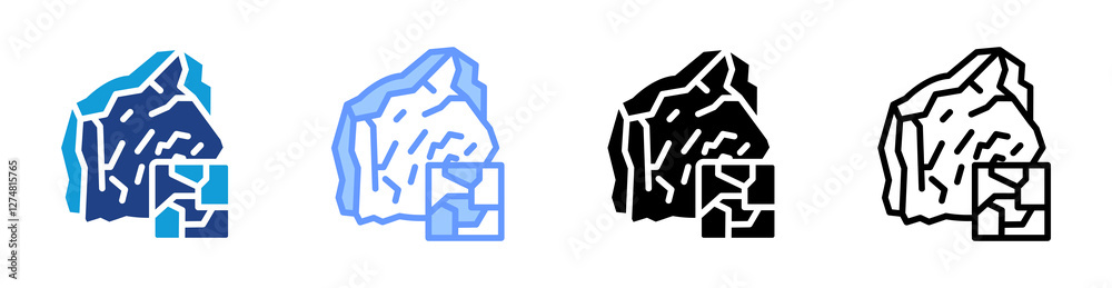 Aufkleber granite icon set multiple style collection