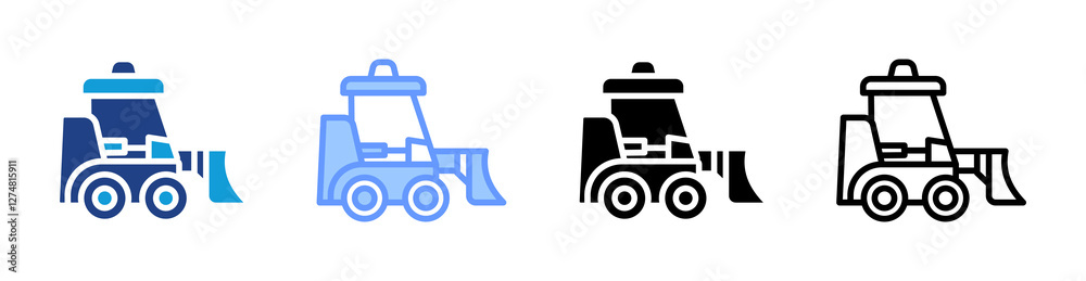 Poster bulldozer icon set multiple style collection