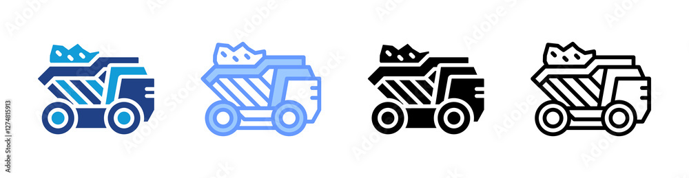 Aufkleber dump truck icon set multiple style collection