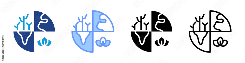 Poster Environment Impact icon set multiple style collection