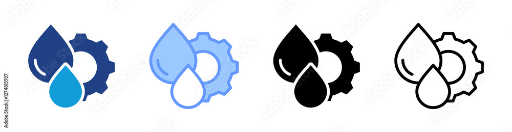Poster water management icon set multiple style collection