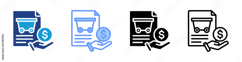 Poster quarry lease icon set multiple style collection