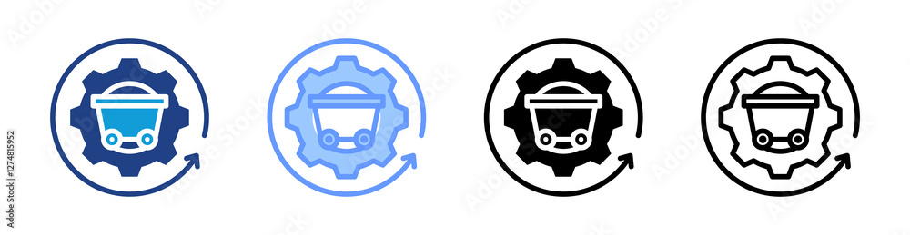 Poster Quarrying Process icon set multiple style collection