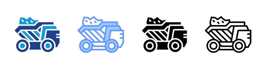 Dump Truck icon set multiple style collection
