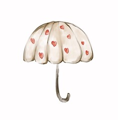 Umbrella with hearts on a white background. High quality photo
