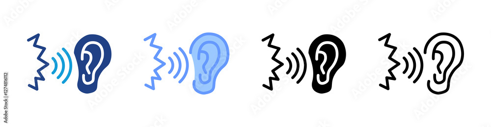 Poster Noise Pollution icon set multiple style collection