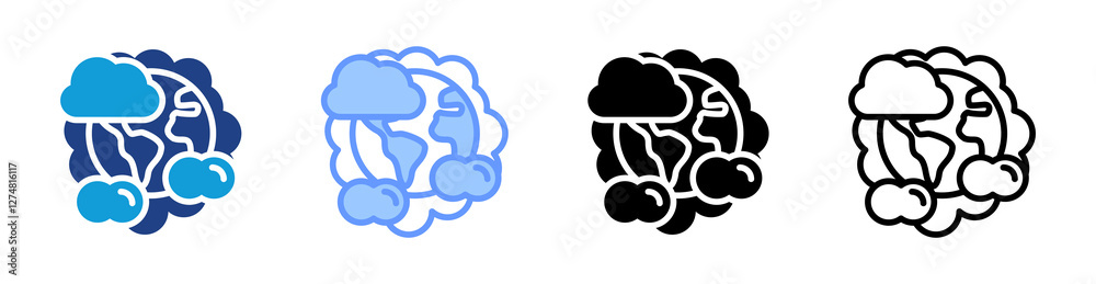 Poster air pollution icon set multiple style collection