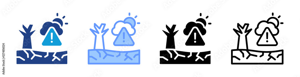 Poster land degradation icon set multiple style collection