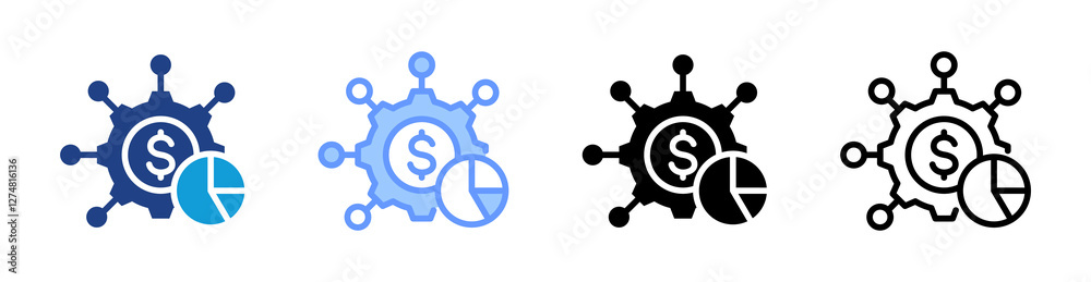 Poster economic contribution icon set multiple style collection