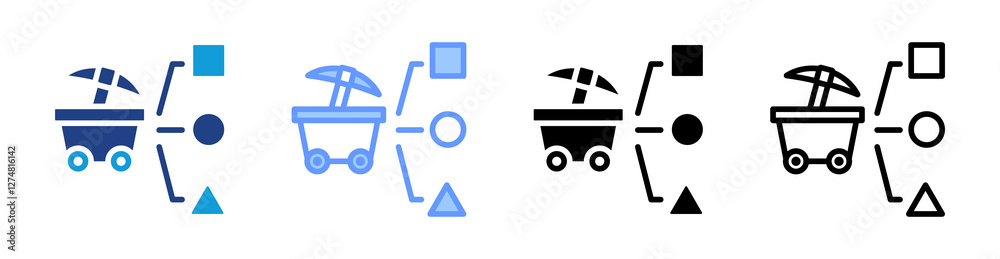 Poster Quarry Method icon set multiple style collection