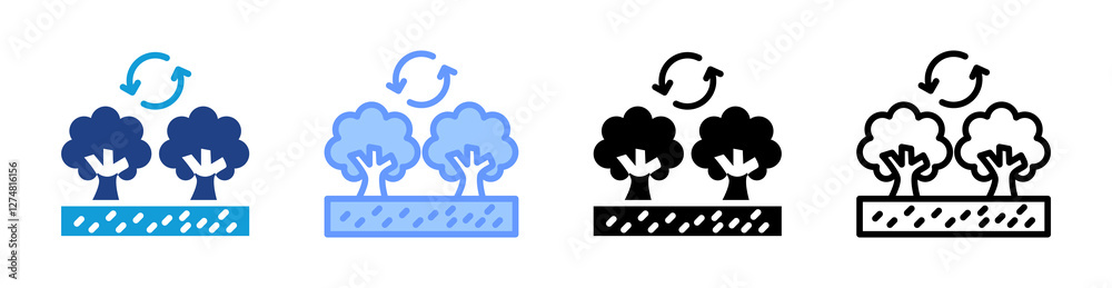 Poster habitat restoration icon set multiple style collection