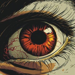 Intense close up of a bloodshot eye with prominent veins