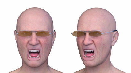 サングラスをかけた男性の顔アップ　3DCGレンダリング