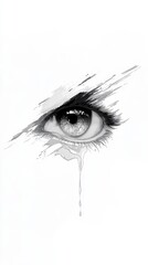 Crying eye artwork exhibits sorrow and profound emotional vulnerability