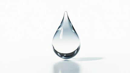 Obraz premium A single clear water drop on a white background