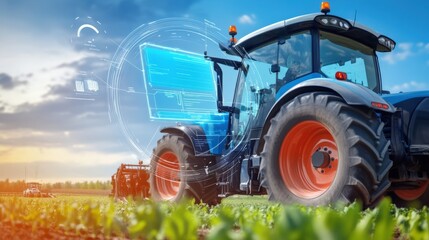 Innovative farming technology revolutionizes agriculture with smart tractors rural fields digital innovations outdoor environment agricultural perspective