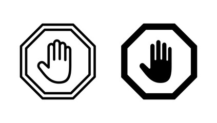 Stop icon vector. stop road sign. hand stop sign and symbol. Do not enter stop red sign with hand