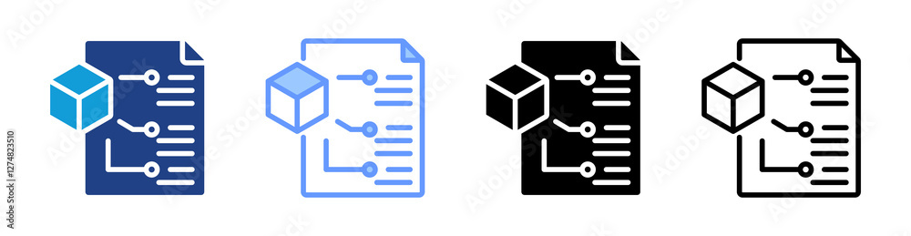 Poster materials icon set multiple style collection