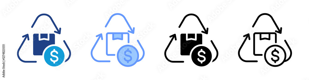 Poster circular economy icon set multiple style collection