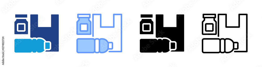 Poster plastic icon set multiple style collection