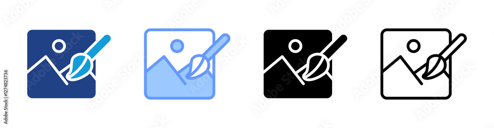 Poster Art icon set multiple style collection