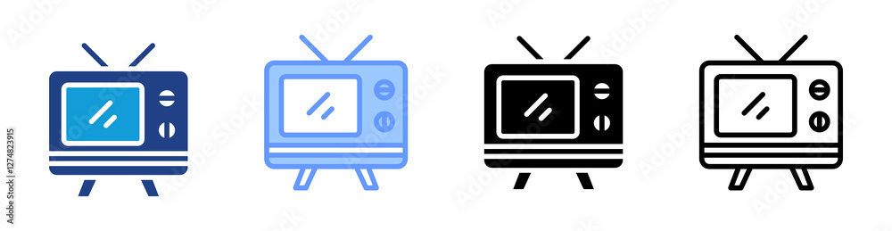 Aufkleber old electronics icon set multiple style collection