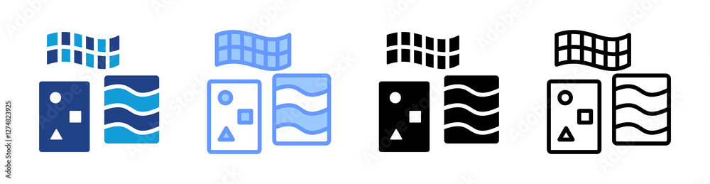 Poster Fabric Scraps icon set multiple style collection