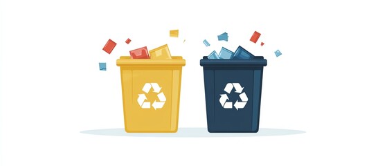 Modern office trash sorting icon, sleek and professional, paper and plastic waste separation, vector illustration, corporate sustainability initiative, highresolution