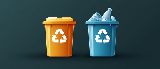 Modern office trash sorting icon, sleek and professional, paper and plastic waste separation, vector illustration, corporate sustainability initiative, highresolution
