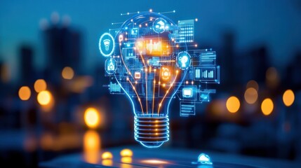 Digital Innovation Ideas Lightbulb Technology Concept