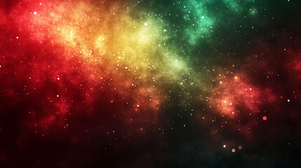 A gradient green and red texture with noise creates a modern, vibrant background. The blurred, empty space on the side offers room for a caption, symbolizing chaos, contrast, and energy