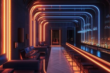 Neon Lit Modern Bar
