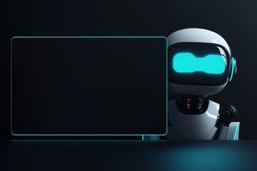 Robot Presents Neon Screen