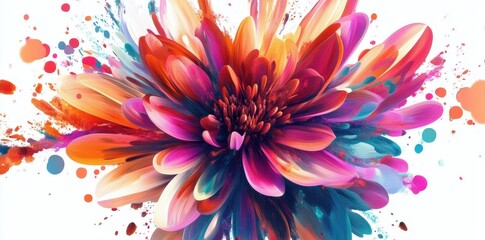 Obraz premium A vibrant colorful flower is painted with dynamic fluid strokes