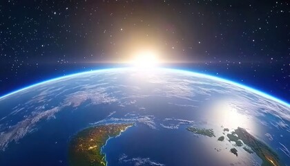 Obraz premium Stunning Earth Sunrise Space View Planet Wallpaper