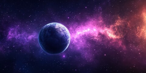 Obraz premium Exoplanet floats within colorful celestial space cloud formation