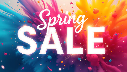 Spring sale promotion with colorful abstract background