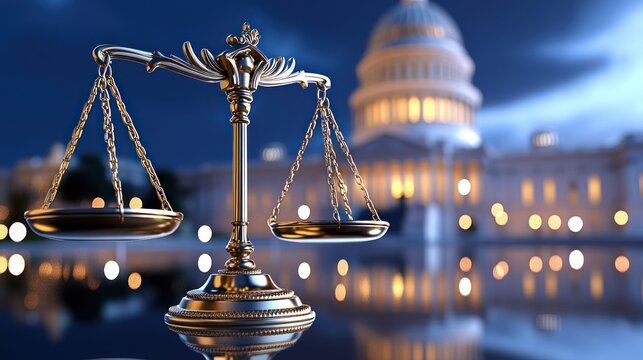 Justice Scales Us Capitol Building Night Image