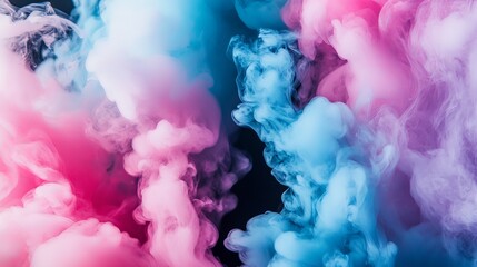 Fototapeta premium Danger and momentary chaos encapsulated in a burst of blue smoke from a bomb against a black background, evoking an abstract sense of the explosion's intensity.