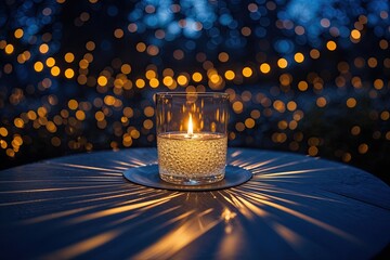 Contemporary Table with Stunning Bokeh Lighting in Evening Ambience