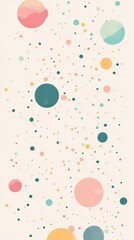 Colorful spheres and dots scattered across a neutral background
