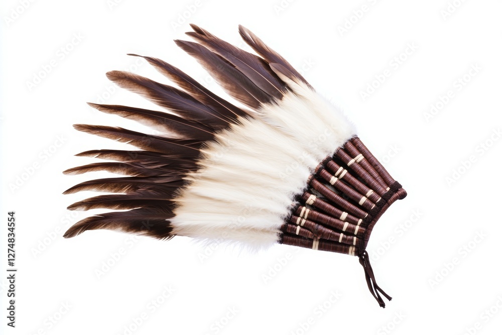 Wall mural Feather headdress with brown and white feathers