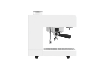 White coffee maker with a silver handle, isolated