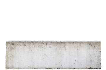 Large concrete block sits on a white background, isolated