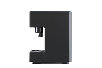 Black coffee maker with a silver top, isolated