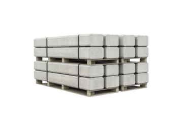 Stack of cement blocks on a pallet, isolated