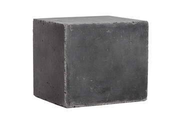 Gray block of concrete sits on a white background, isolated